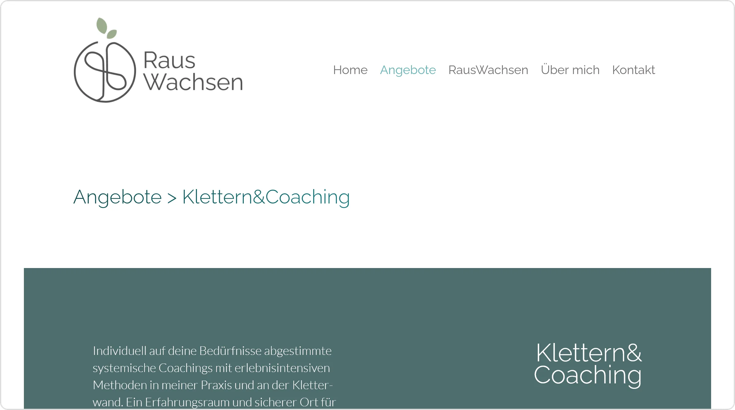 Angebotsseite für Einzelcoaching an der Kletterwand